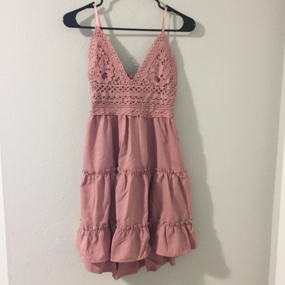 lace panel tiered seam cami dress